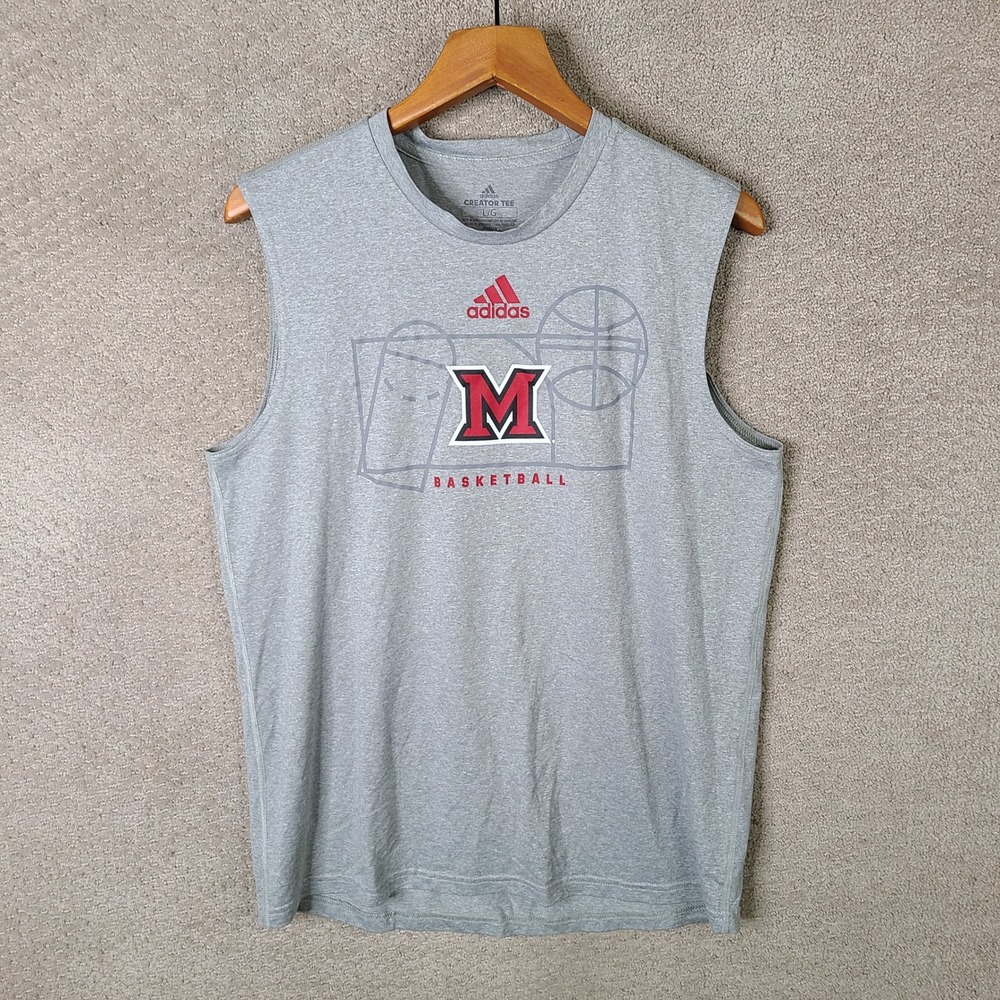 Adidas Shirt Women L Gray Miami University Redhawks Basketball Tank Top Athletic